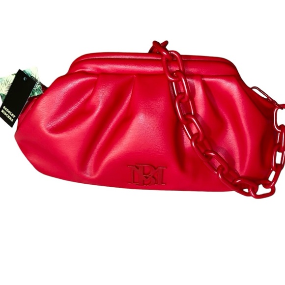 New! 👛 Badgley Mischka Red 100% Vegan Leather Wrapped Frame Clutch/Crossbody Bag - Picture 4 of 7